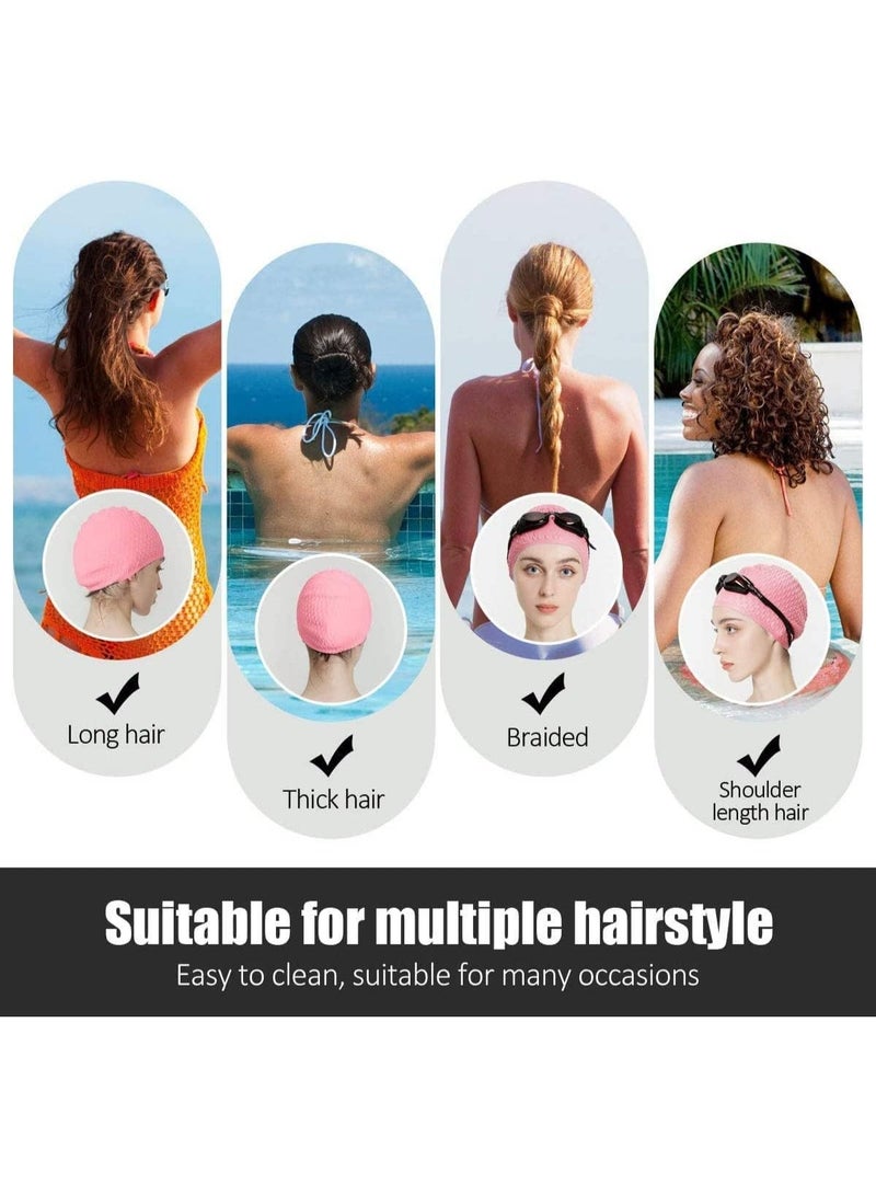 كونكويست قبعة سباحة، مقاومة للماء من السيليكون قبعة سباحة مطاطية كبيرة بقوة مرنة تمتد بحرية لمعدات السباحة (بينك) _ قبعة سليكون-كاب سباحه - Image 4